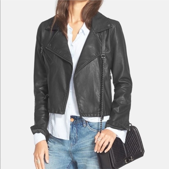 Blank NYC Jackets & Blazers - FAUX BLACK LEATHER MOTO | BlankNYC